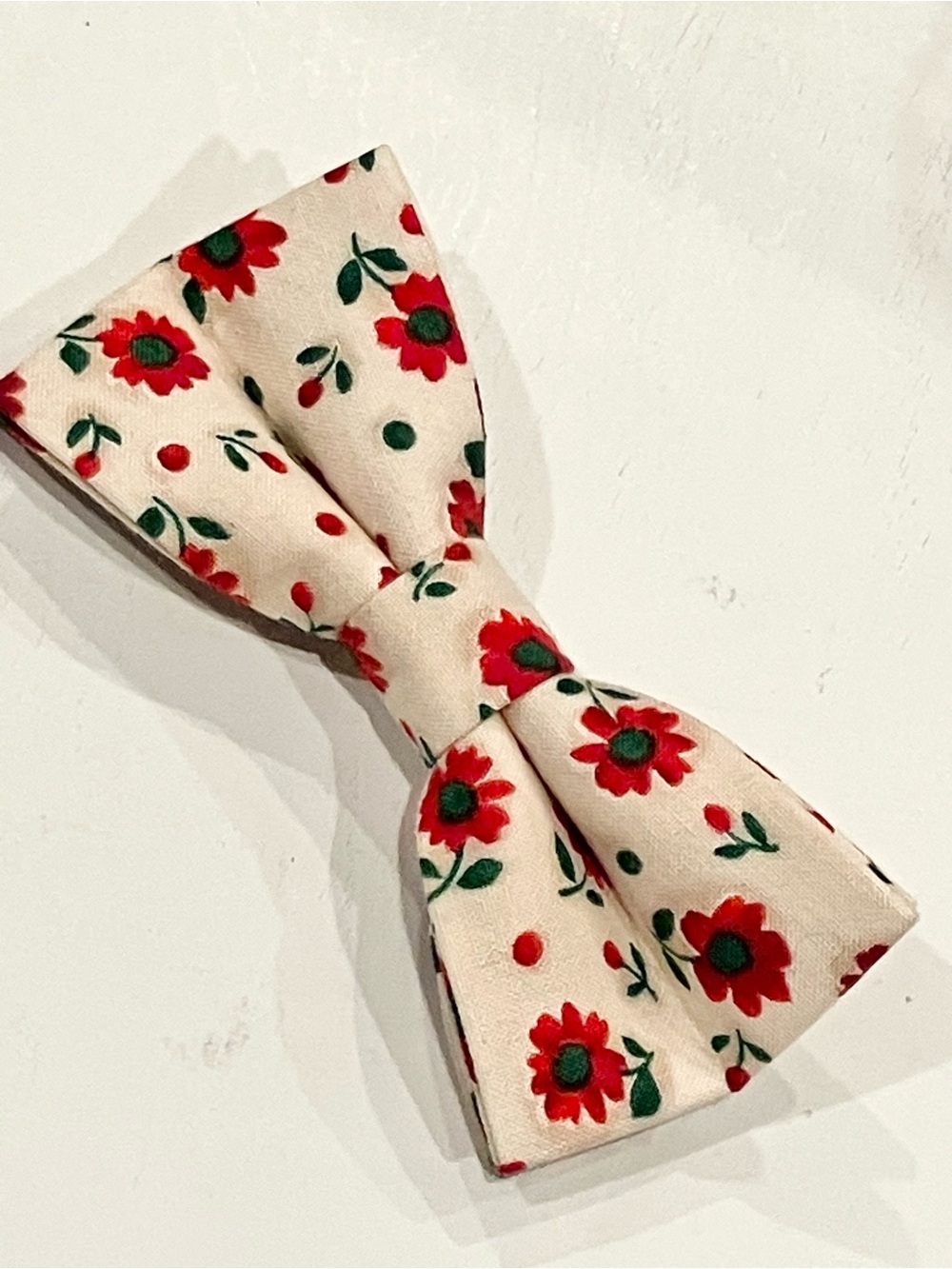 Pet Bowtie in Red & Green Floral